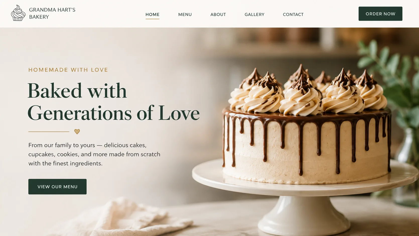 Classic & Elegant website example — Bakery