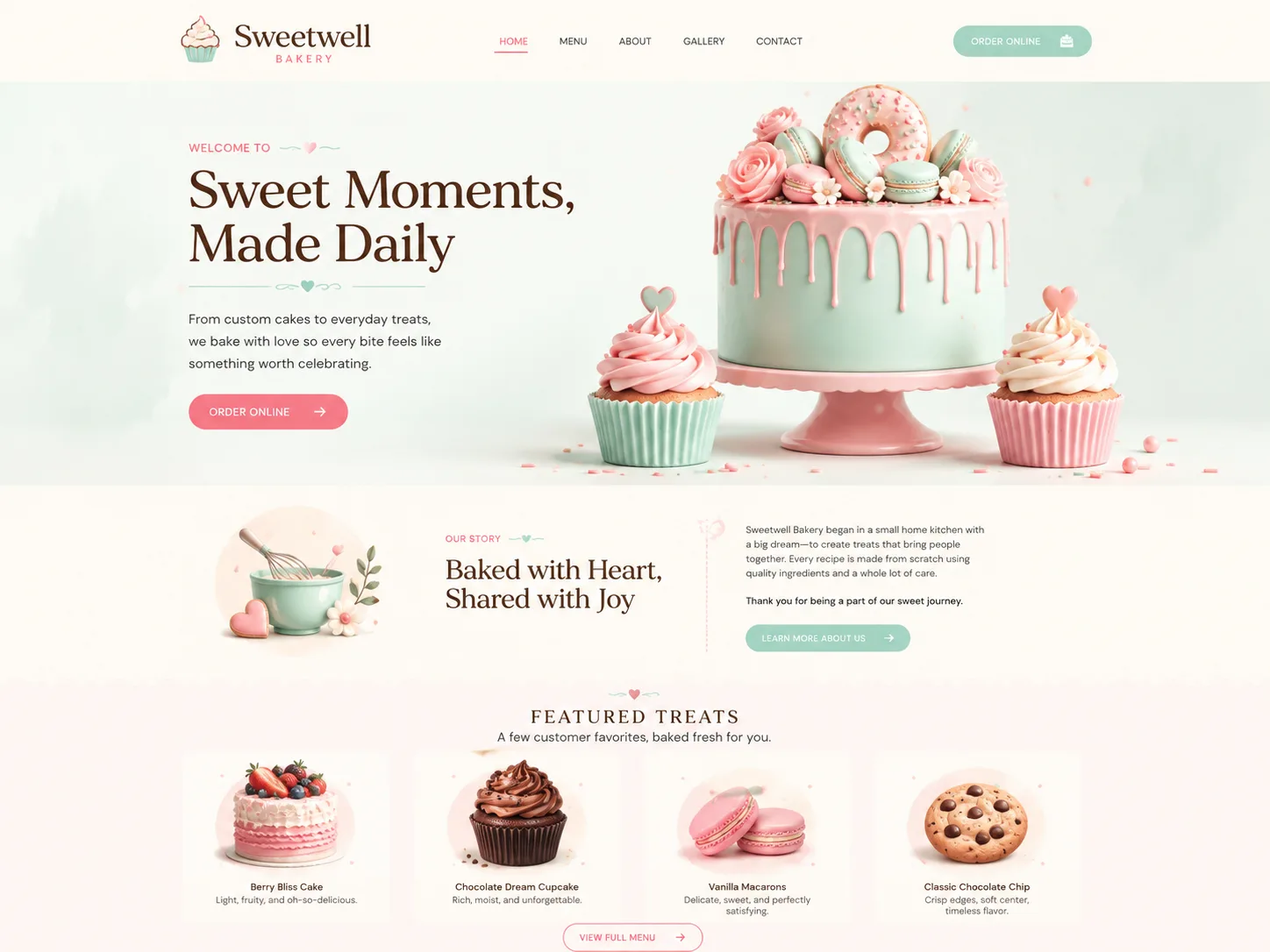Playful & Modern website example — Bakery