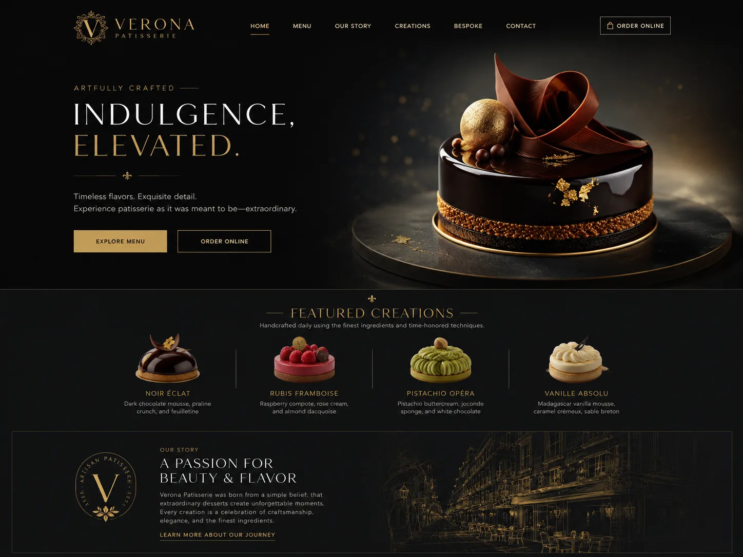 Dark & Premium website example — Patisserie